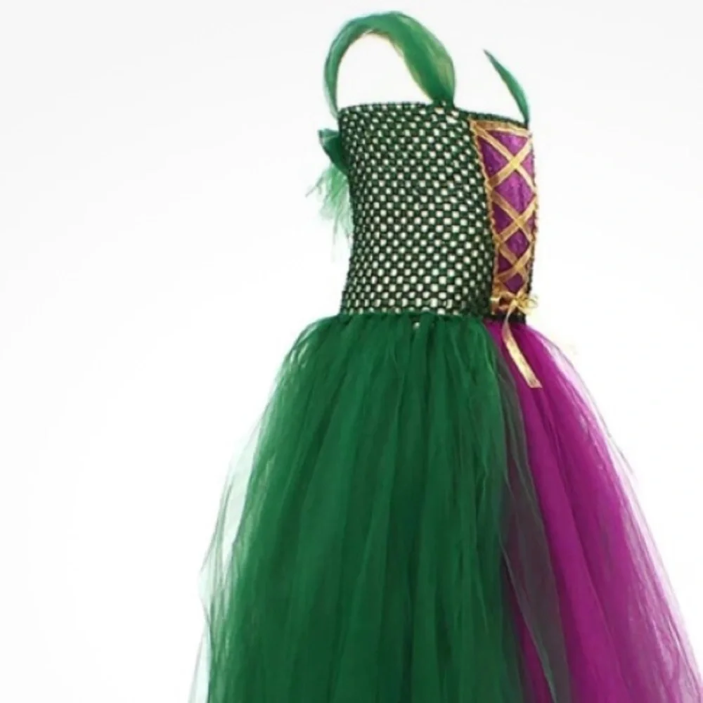 Green and Purple Tulle Witch costume one size- 5-10 Sanderson sisters Halloween
